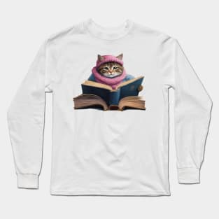 cute Cat Read A Book Long Sleeve T-Shirt